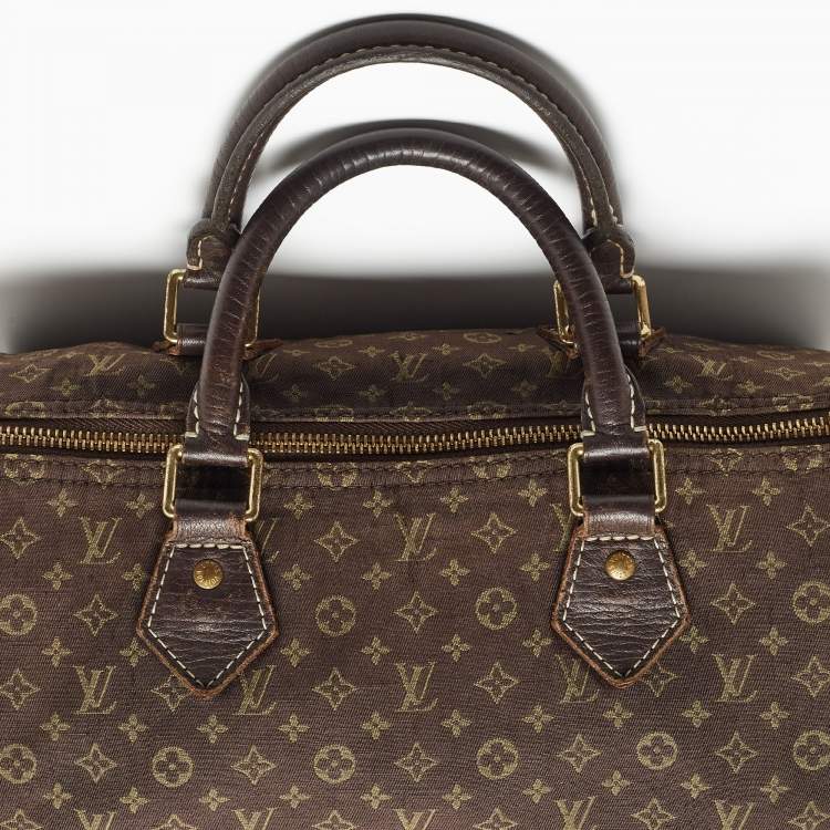 Pre Owned Louis Vuitton Fusain Monogram Mini Lin Canvas Speedy 30 Bag