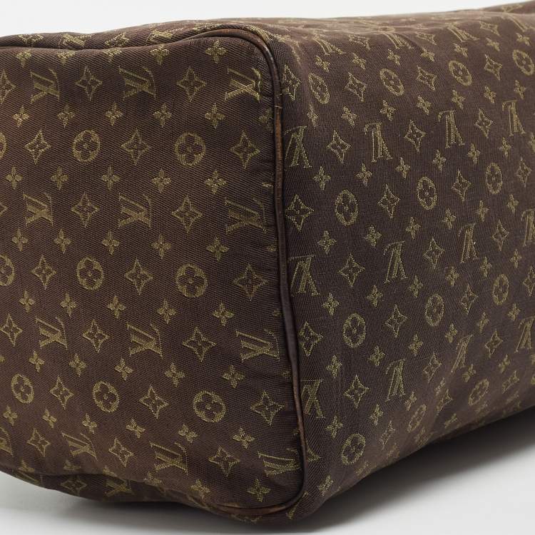Pre Owned Louis Vuitton Fusain Monogram Mini Lin Canvas Speedy 30 Bag