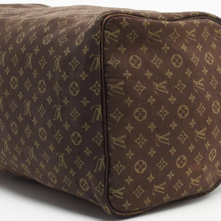 Pre Owned Louis Vuitton Fusain Monogram Mini Lin Canvas Speedy 30 Bag