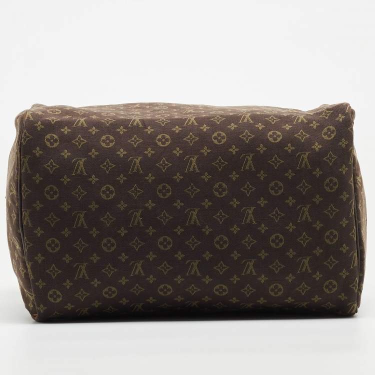 Pre Owned Louis Vuitton Fusain Monogram Mini Lin Canvas Speedy 30 Bag