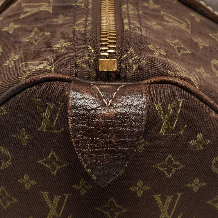 Pre Owned Louis Vuitton Fusain Monogram Mini Lin Canvas Speedy 30 Bag
