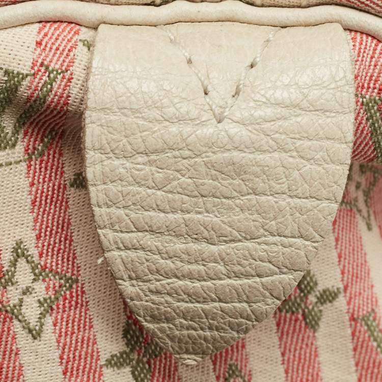 Pre Owned Louis Vuitton  White/Pink Mini Lin Croisette Speedy 30 Bag