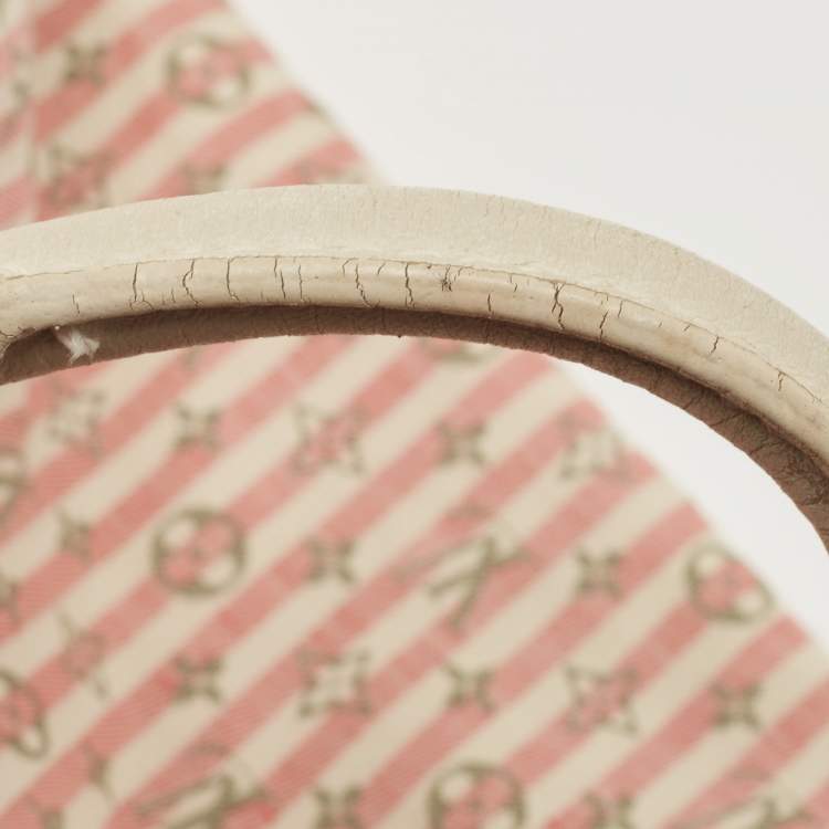 Pre Owned Louis Vuitton  White/Pink Mini Lin Croisette Speedy 30 Bag