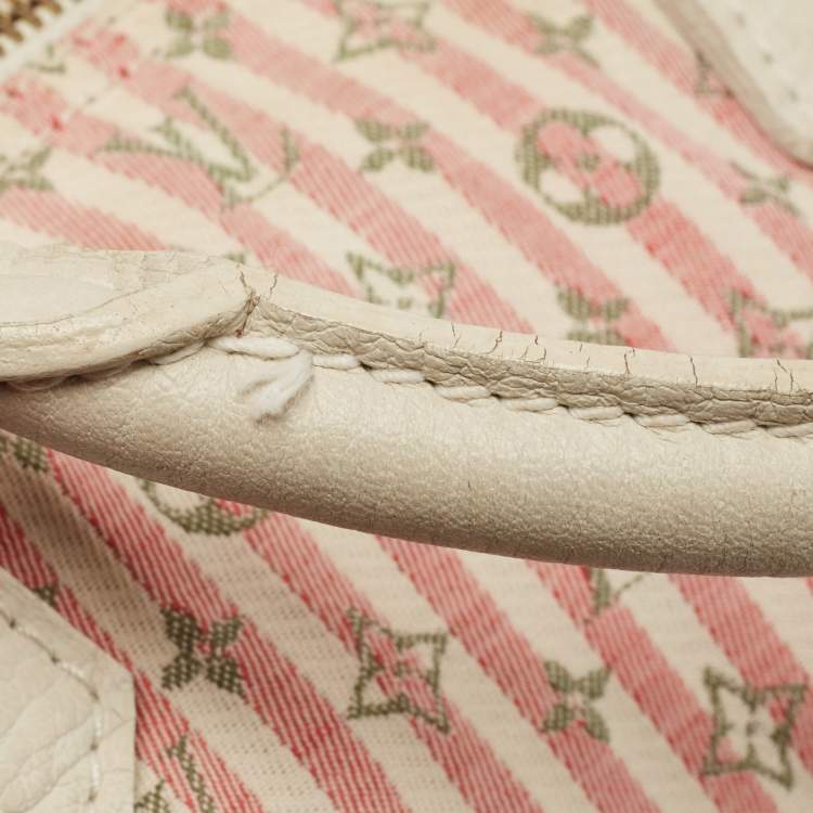 Pre Owned Louis Vuitton  White/Pink Mini Lin Croisette Speedy 30 Bag
