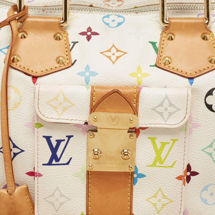 Pre Owned Louis Vuitton White/Multicolor Monogram Canvas Speedy 30 Bag