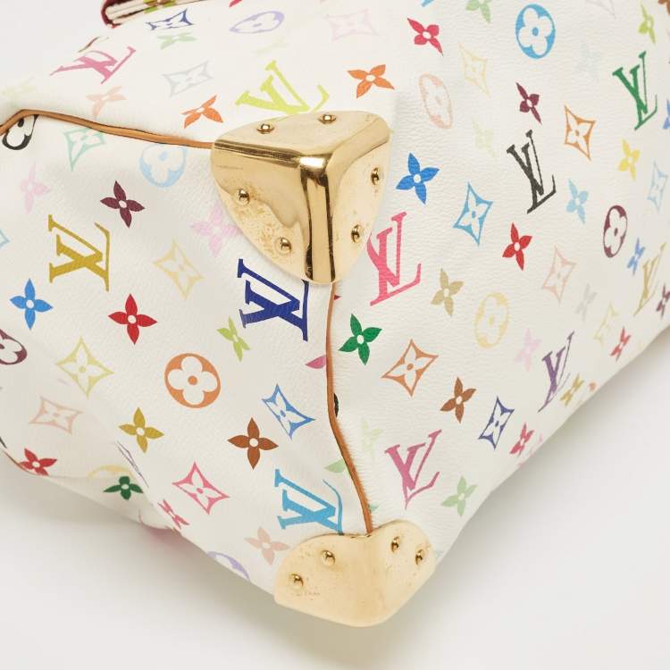 Pre Owned Louis Vuitton White/Multicolor Monogram Canvas Speedy 30 Bag