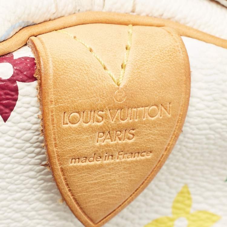 Pre Owned Louis Vuitton White/Multicolor Monogram Canvas Speedy 30 Bag
