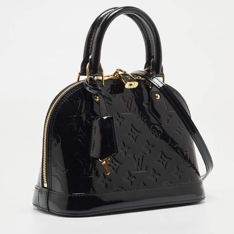 Pre Owned Louis Vuitton Black Magnetique Monogram Vernis Alma BB Bag