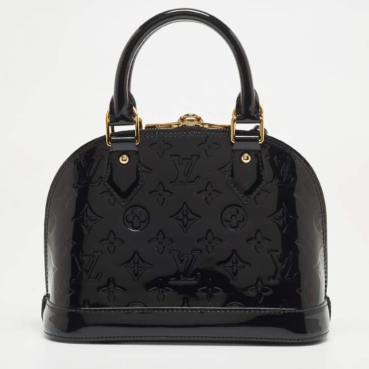 Pre Owned Louis Vuitton Black Magnetique Monogram Vernis Alma BB Bag