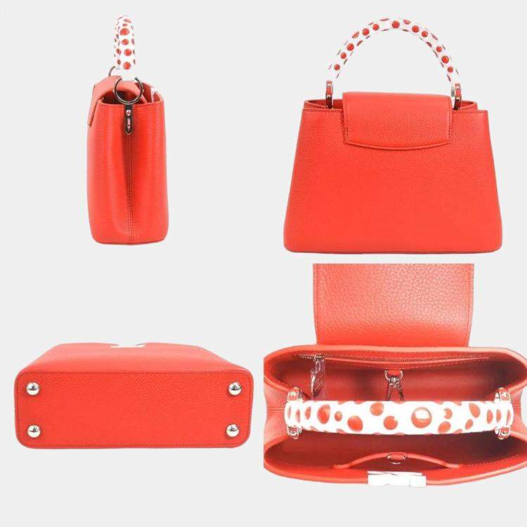 Louis Vuitton x Yayoi Kusama Capucines BB Red/White in Taurillon