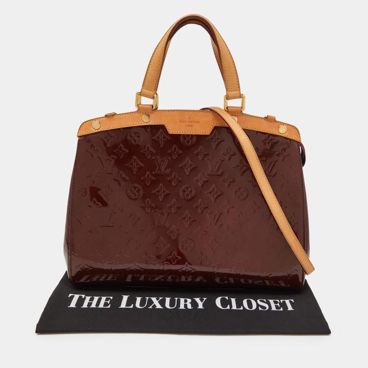 Pre Owned Louis Vuitton Amarante Monogram Vernis Brea GM Bag
