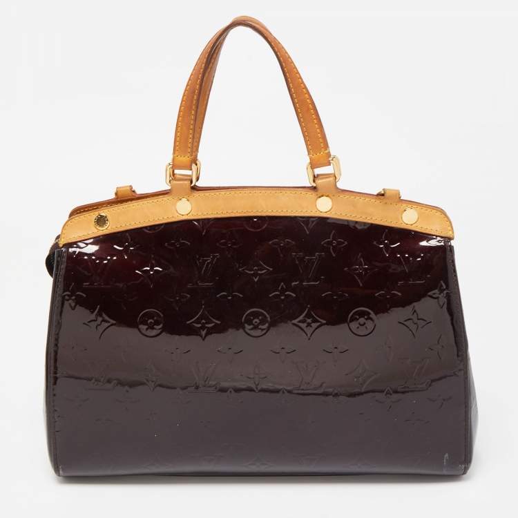 Pre Owned Louis Vuitton Amarante Monogram Vernis Brea MM Bag