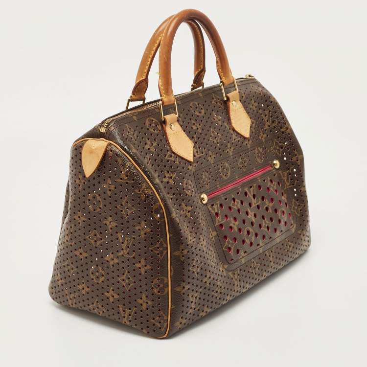 Pre Owned Louis Vuitton Fuchsia Monogram Perforated Canvas Speedy 30 Bag