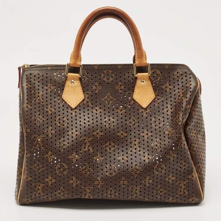 Pre Owned Louis Vuitton Fuchsia Monogram Perforated Canvas Speedy 30 Bag
