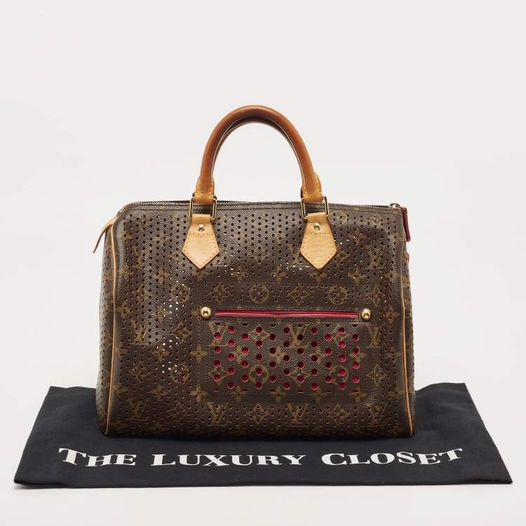 Pre Owned Louis Vuitton Fuchsia Monogram Perforated Canvas Speedy 30 Bag