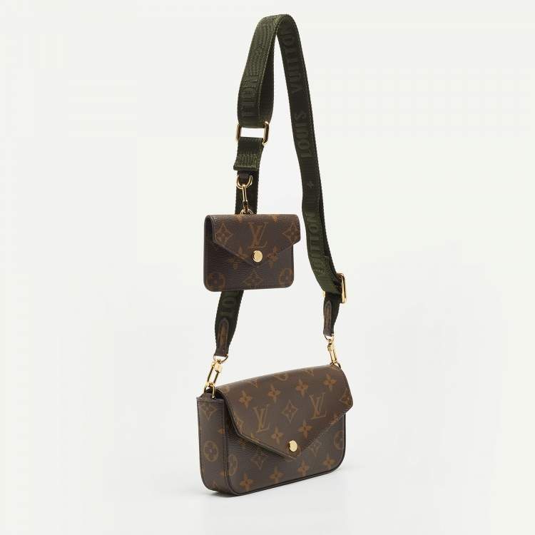 Pre Owned Louis Vuitton Khaki Monogram Canvas Félicie Strap & Go