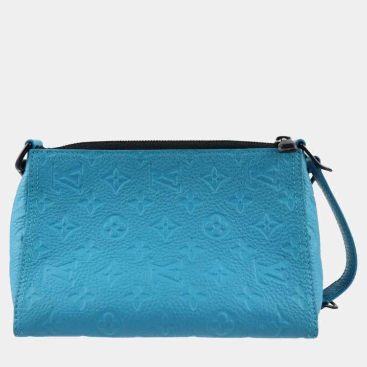 Pre Owned Louis Vuitton Blue Monogram Leather Empriente Triangle Tuffetage Shoulder Bag