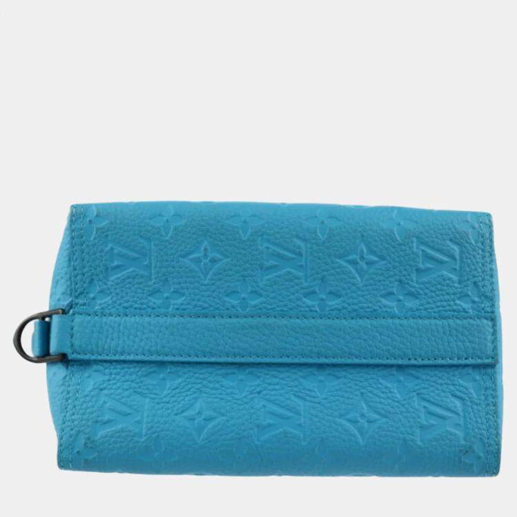 Pre Owned Louis Vuitton Blue Monogram Leather Empriente Triangle Tuffetage Shoulder Bag