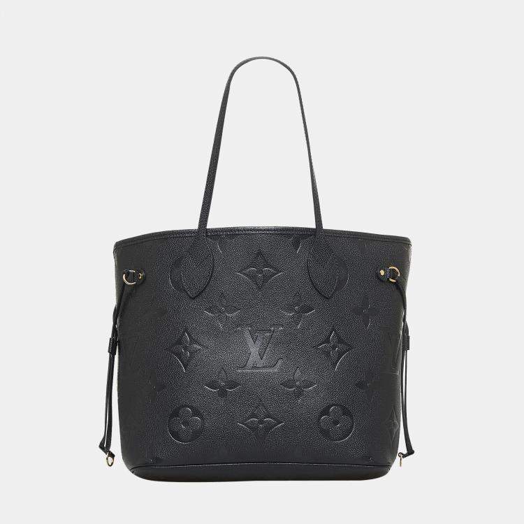 Authenticated Louis Vuitton Monogram Cuir Plume Very MM Tote Black
