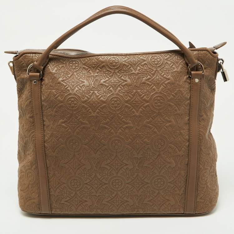 Pre Owned Louis Vuitton Gris Pearl Monogram Antheia Leather Ixia MM Bag
