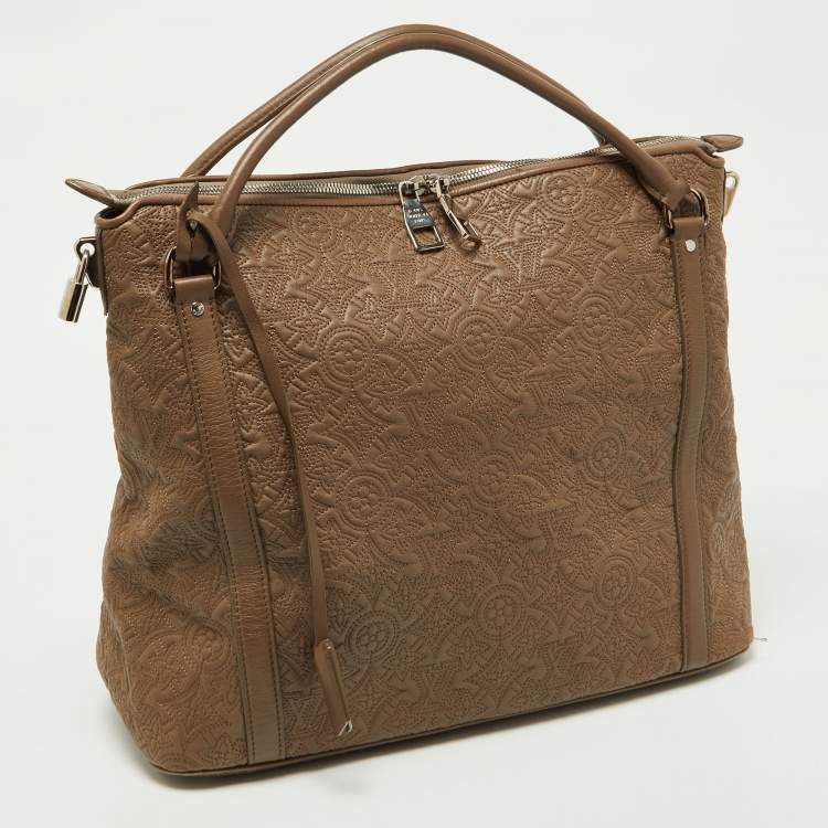 Pre Owned Louis Vuitton Gris Pearl Monogram Antheia Leather Ixia MM Bag