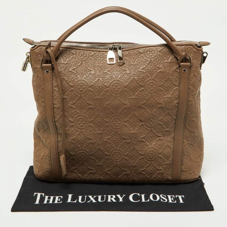 Pre Owned Louis Vuitton Gris Pearl Monogram Antheia Leather Ixia MM Bag