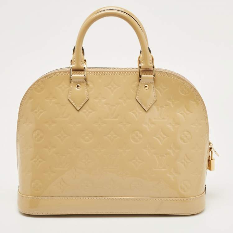 Pre Owned Louis Vuitton Citrine Monogram Vernis Alma PM Bag