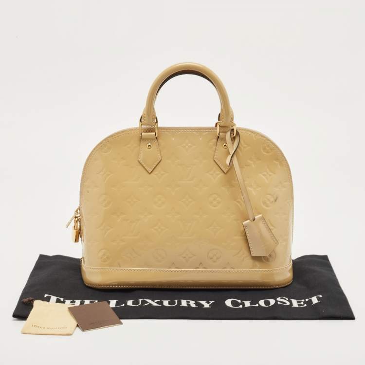 Pre Owned Louis Vuitton Citrine Monogram Vernis Alma PM Bag