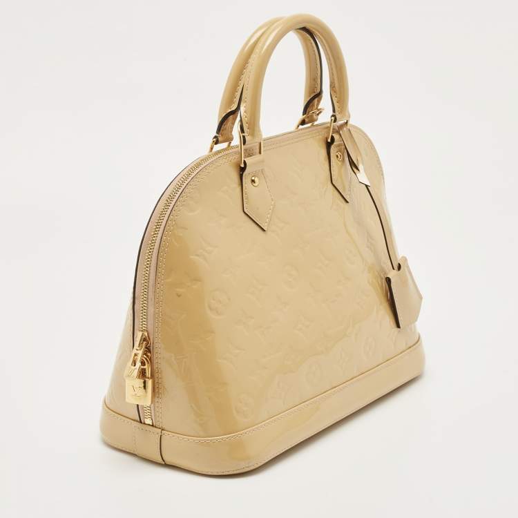 Pre Owned Louis Vuitton Citrine Monogram Vernis Alma PM Bag