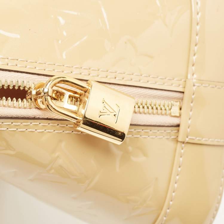 Pre Owned Louis Vuitton Citrine Monogram Vernis Alma PM Bag