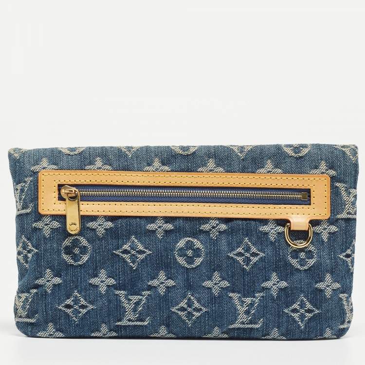 Pre Owned Louis Vuitton Blue Monogram Denim Pochette Clutch