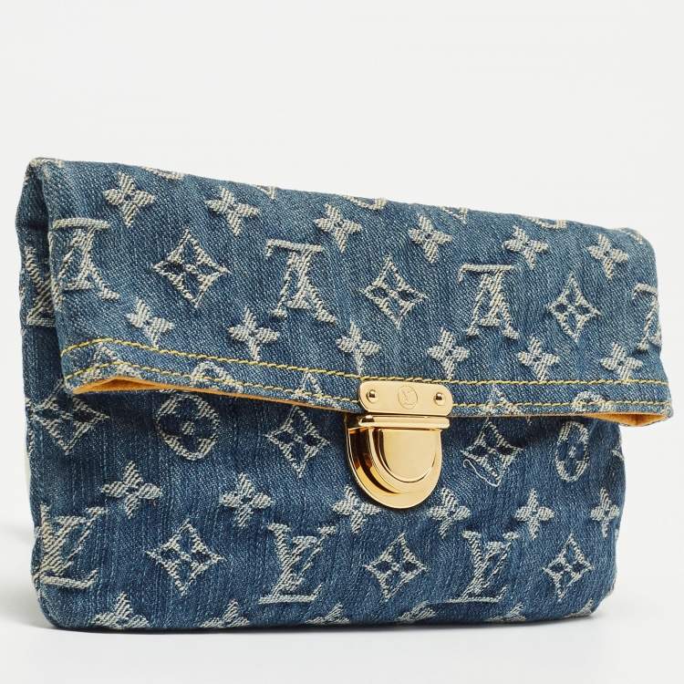 Pre Owned Louis Vuitton Blue Monogram Denim Pochette Clutch