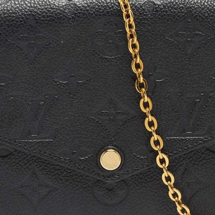 Pre Owned Louis Vuitton Black Monogram Empreinte Leather Pochette Felicie Bag