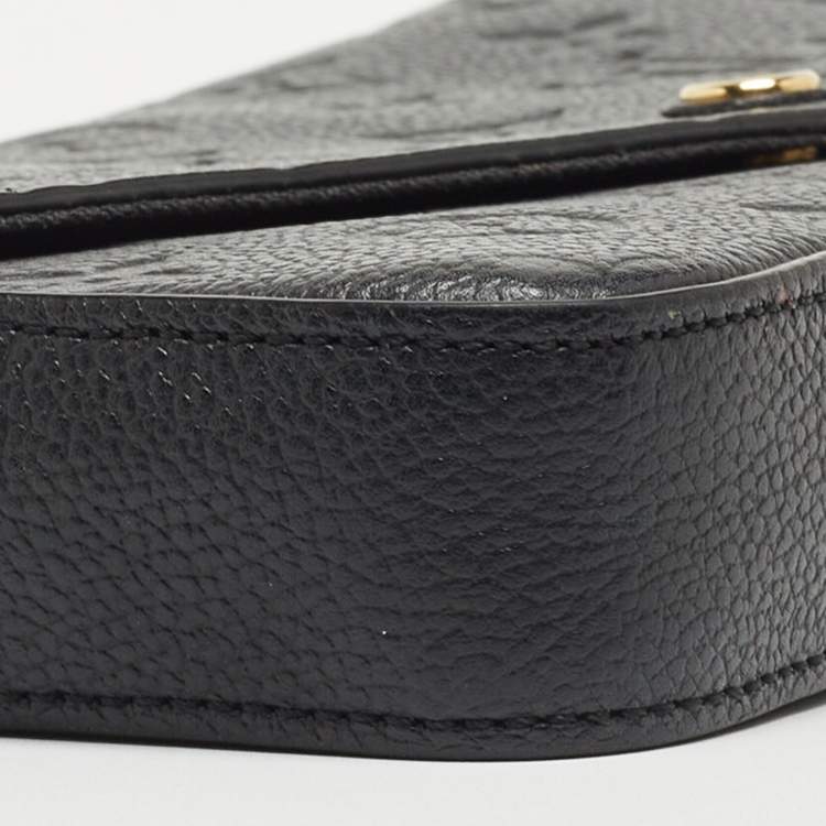 Pre Owned Louis Vuitton Black Monogram Empreinte Leather Pochette Felicie Bag