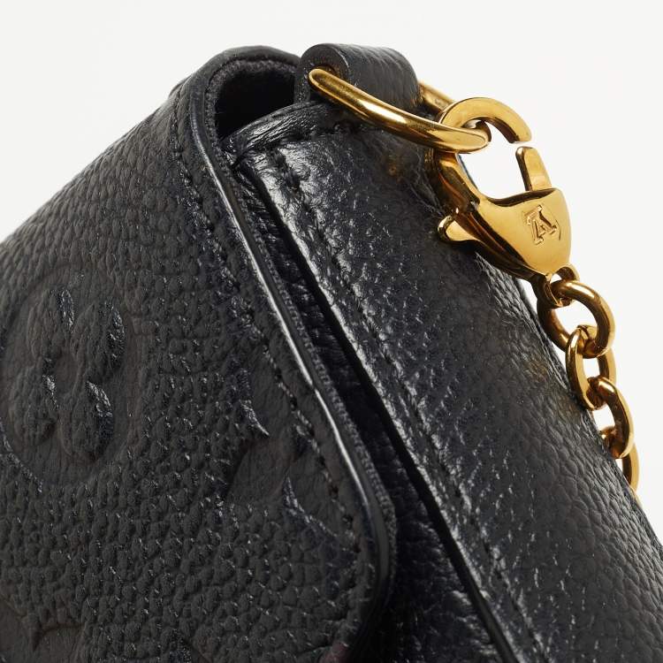 Pre Owned Louis Vuitton Black Monogram Empreinte Leather Pochette Felicie Bag