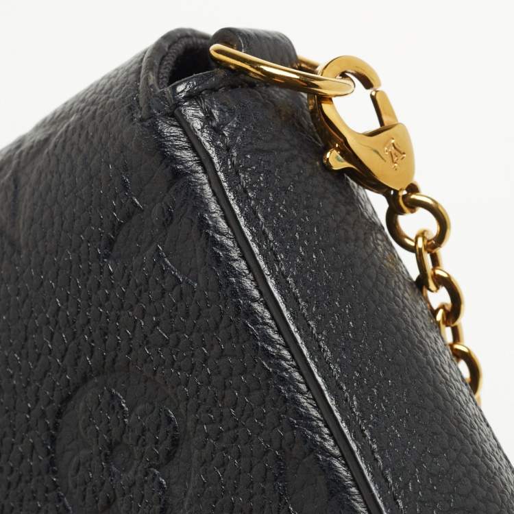 Pre Owned Louis Vuitton Black Monogram Empreinte Leather Pochette Felicie Bag