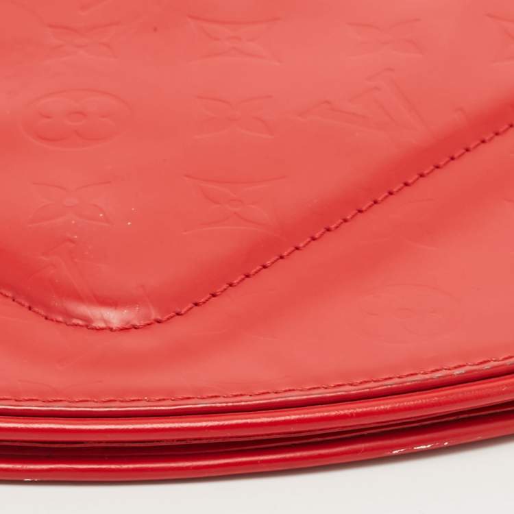 Pre Owned Louis Vuitton Red Monogram Mat Leather Op Art Round Bag