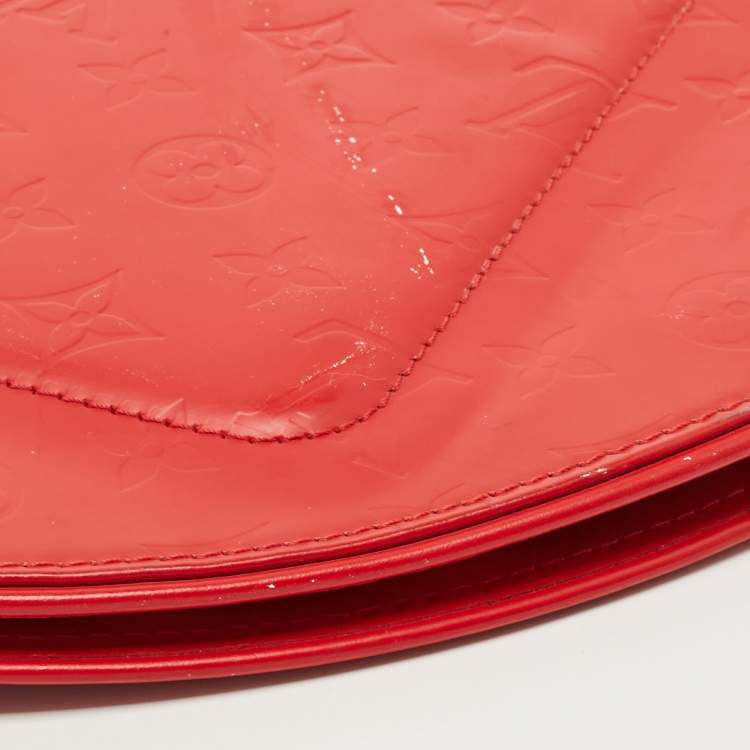 Pre Owned Louis Vuitton Red Monogram Mat Leather Op Art Round Bag
