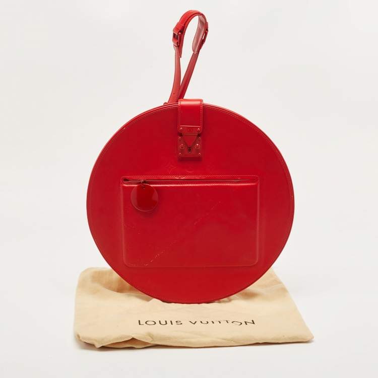 Pre Owned Louis Vuitton Red Monogram Mat Leather Op Art Round Bag