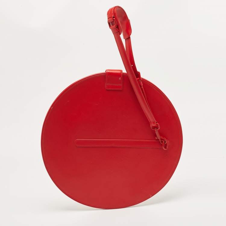 Pre Owned Louis Vuitton Red Monogram Mat Leather Op Art Round Bag