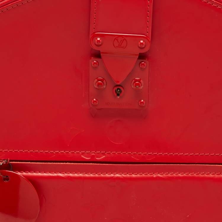 Pre Owned Louis Vuitton Red Monogram Mat Leather Op Art Round Bag