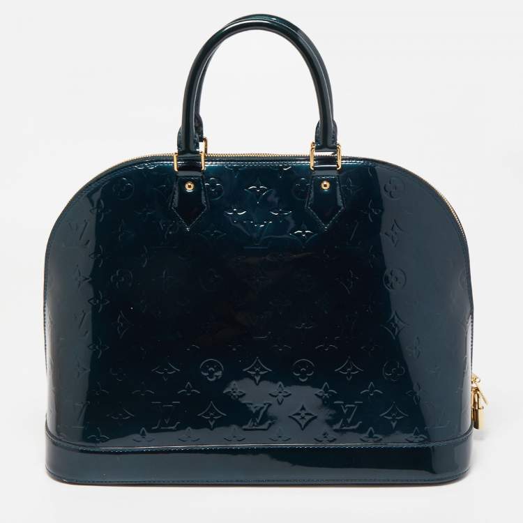 Pre Owned Louis Vuitton Bleu Nuit Monogram Vernis Alma GM Bag