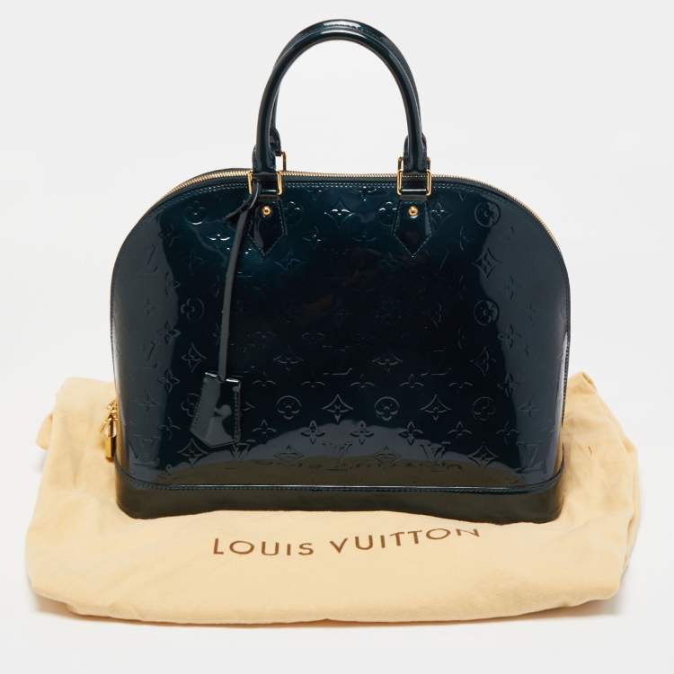 Pre Owned Louis Vuitton Bleu Nuit Monogram Vernis Alma GM Bag