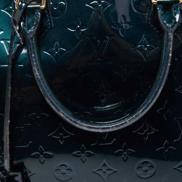 Pre Owned Louis Vuitton Bleu Nuit Monogram Vernis Alma GM Bag