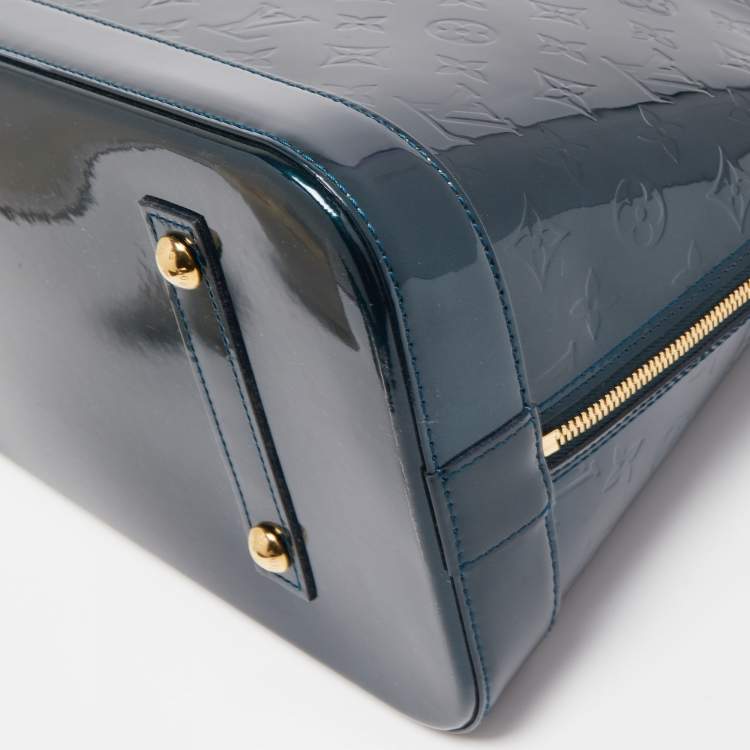 Pre Owned Louis Vuitton Bleu Nuit Monogram Vernis Alma GM Bag