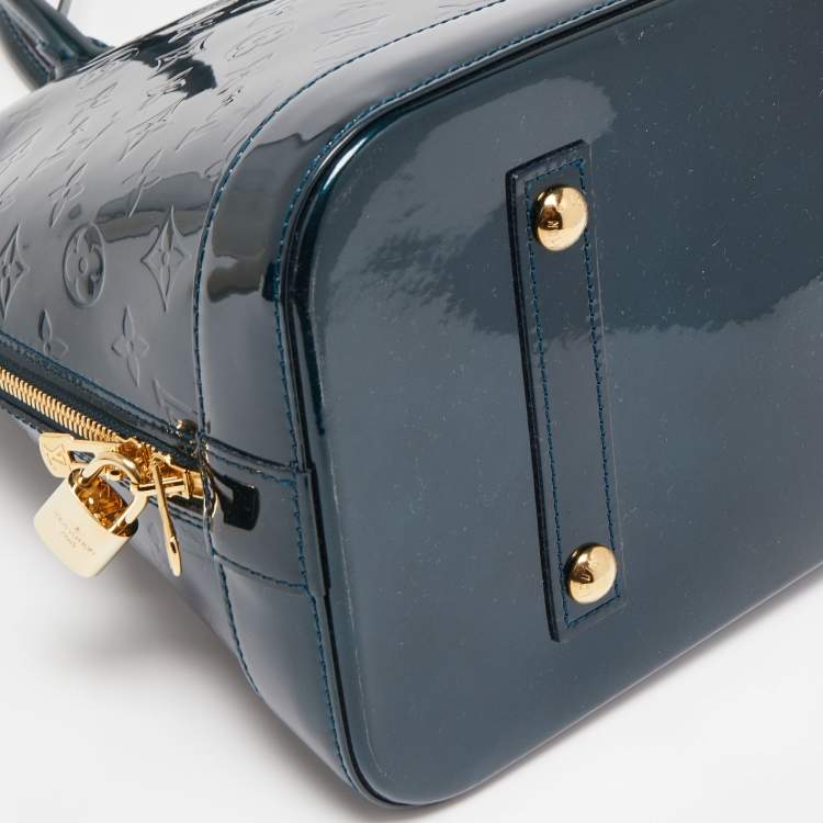 Pre Owned Louis Vuitton Bleu Nuit Monogram Vernis Alma GM Bag