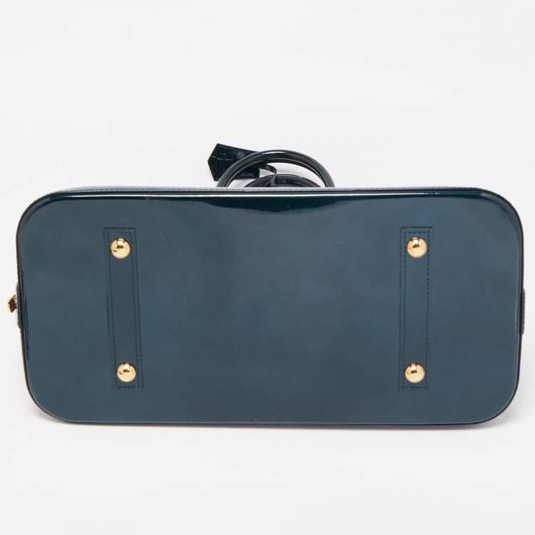 Pre Owned Louis Vuitton Bleu Nuit Monogram Vernis Alma GM Bag