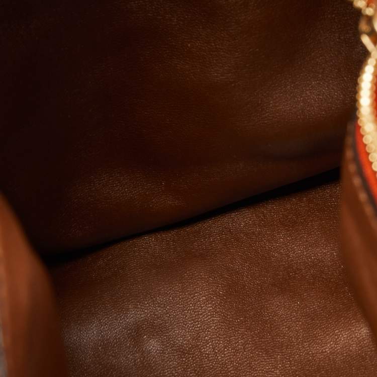 Pre Owned Louis Vuitton Orange Monogram Suede Onatah Fleurs GM Bag