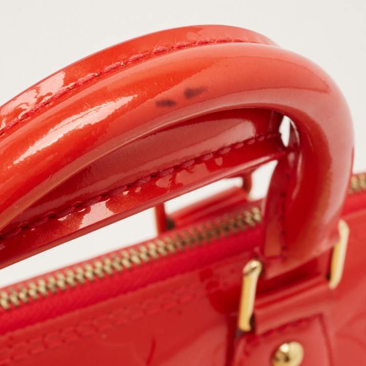 Pre Owned Louis Vuitton Rouge Grenadine Monogram Vernis Alma PM Bag