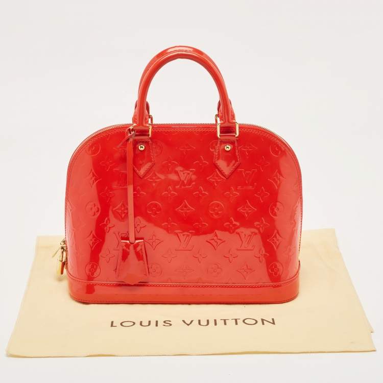 Pre Owned Louis Vuitton Rouge Grenadine Monogram Vernis Alma PM Bag